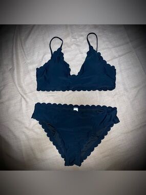 Black Scalloped Bikini Set XL NWOT